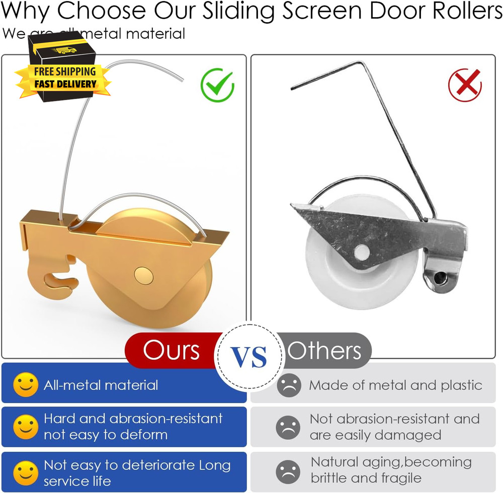 4-Pack Heavy-Duty Sliding Screen Door Rollers – Compatible with KDEX20 & Most Br