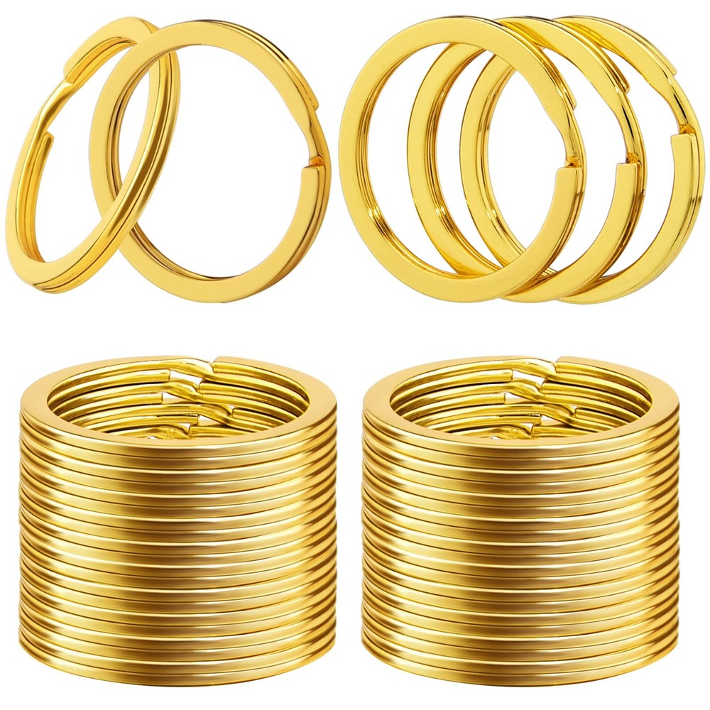 15/20/25/30/32/35mm Solid Brass Flat Keyring Split Key Rings Hoop Loop Keychain