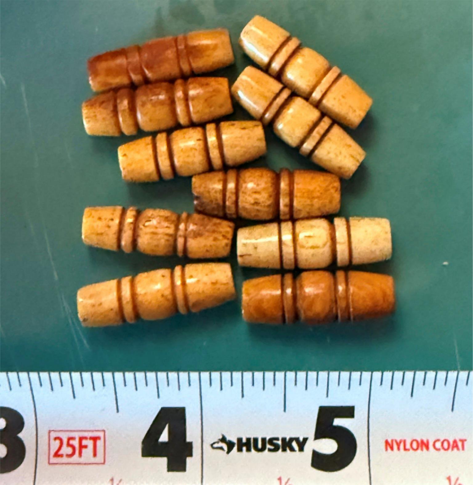 (10) OLD 1" Bone Barrel Beads Sioux Indian Beads Fur Trade 1800's