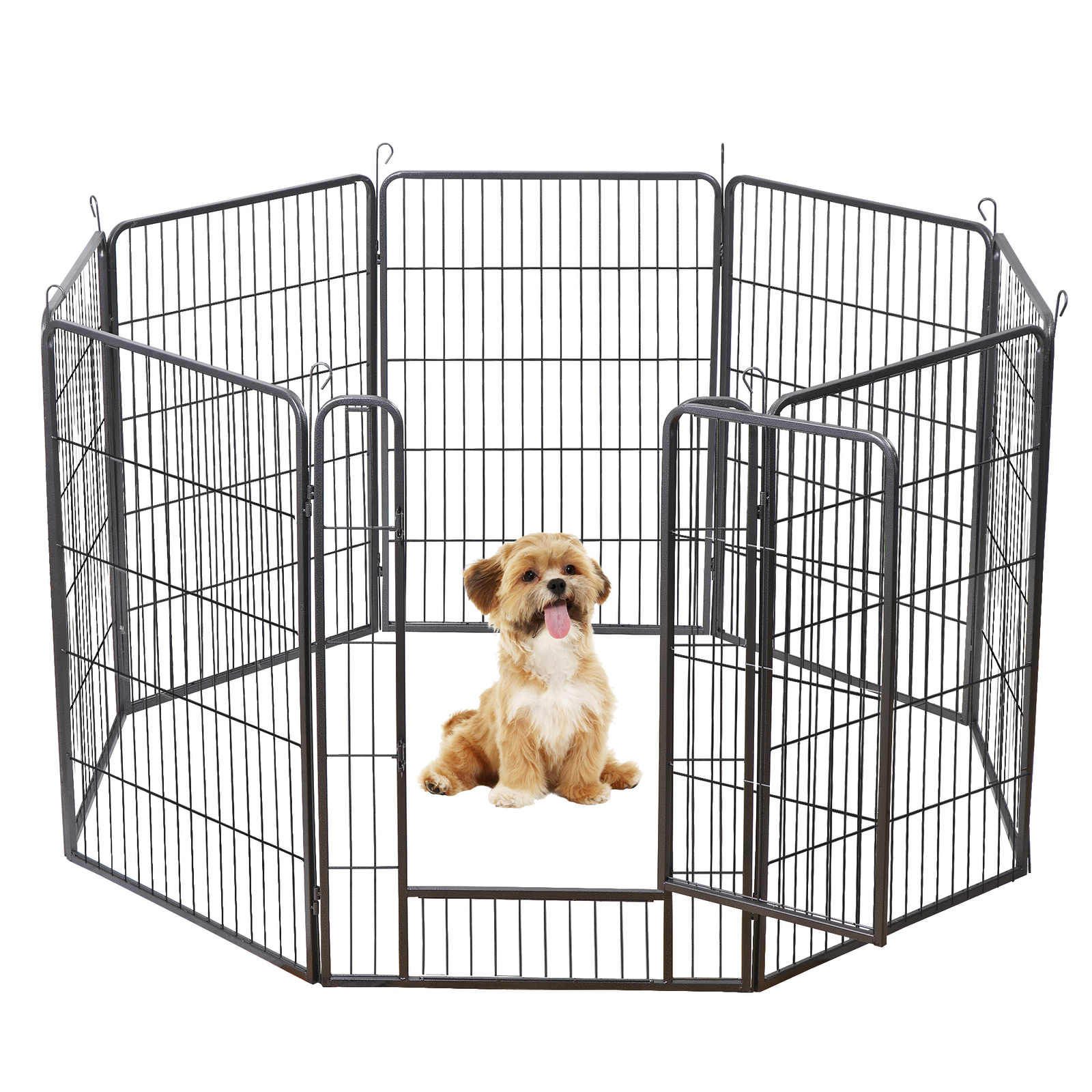 Dog Playpen 40" Height 8 Panels Metal Dog Fence Portable Dog Pen for Yard Black