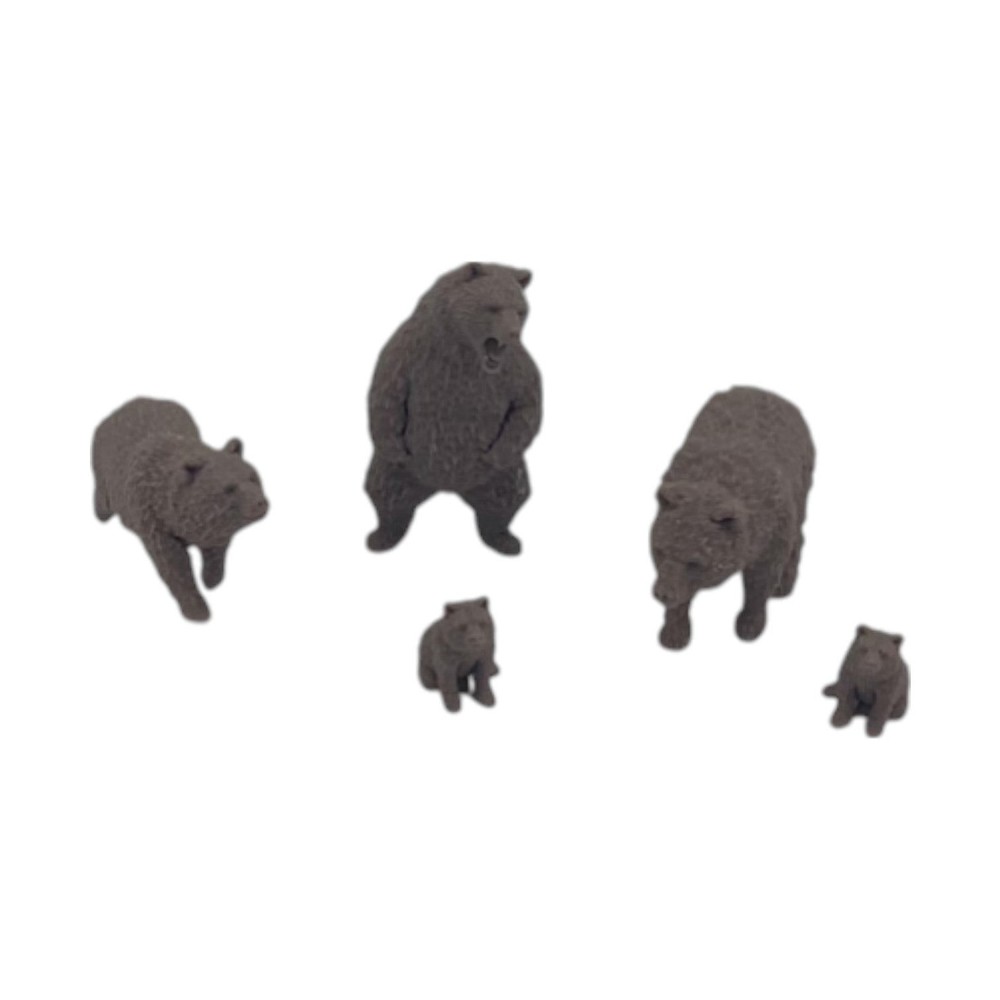 Bears with Cubs (5pk) - HO Scale 1:87 - Brown