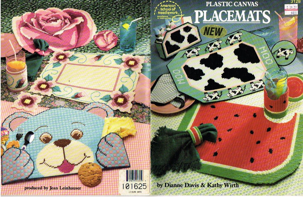 Placemats Plastic Canvas Pattern American School Watermelon Bear Cows Flowers