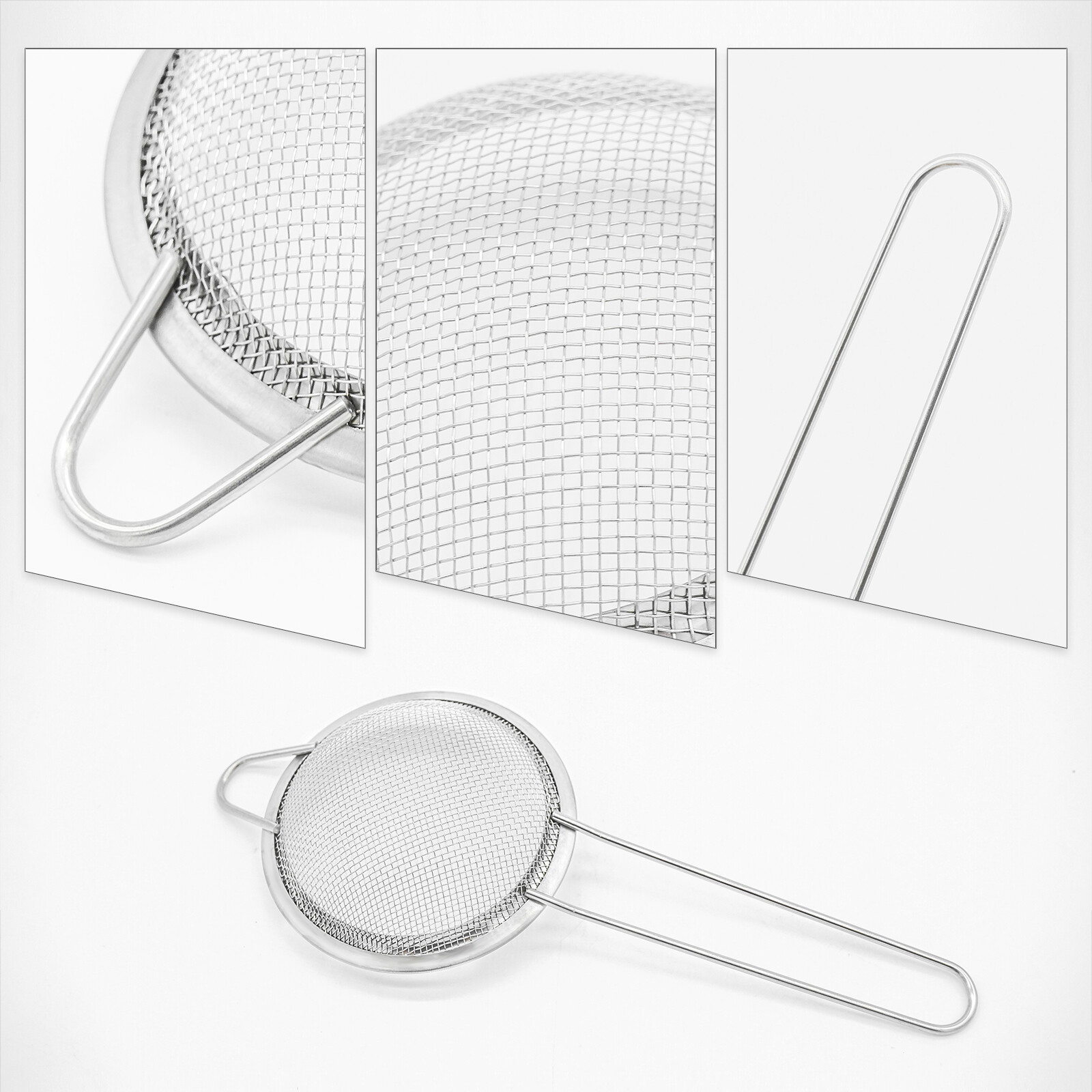 3PCS Kitchen Fine Mesh Strainer Stainless Steel Liquid Colander Sieve Strainer
