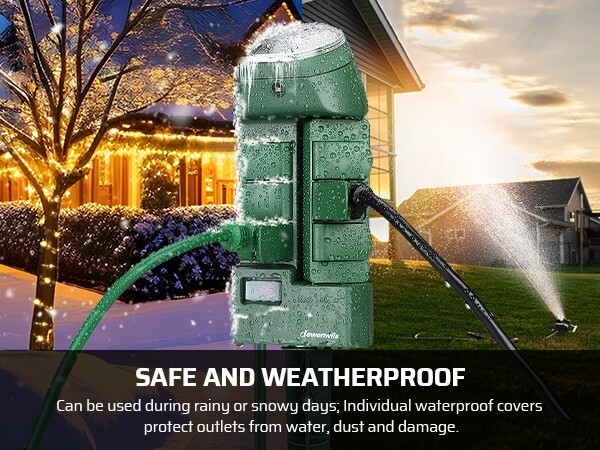 DEWENWILS Yard Stake Timer Dusk to Dawn, Weatherproof Countdown Light Timer,