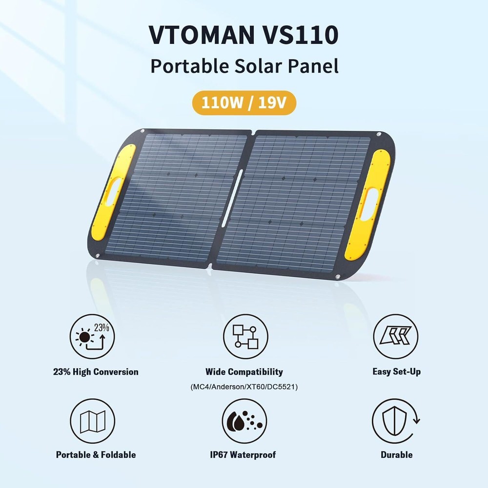 VTOMAN 110W/200W/400W Portable Solar Panel 23% Efficiency Foldable Solar Panel