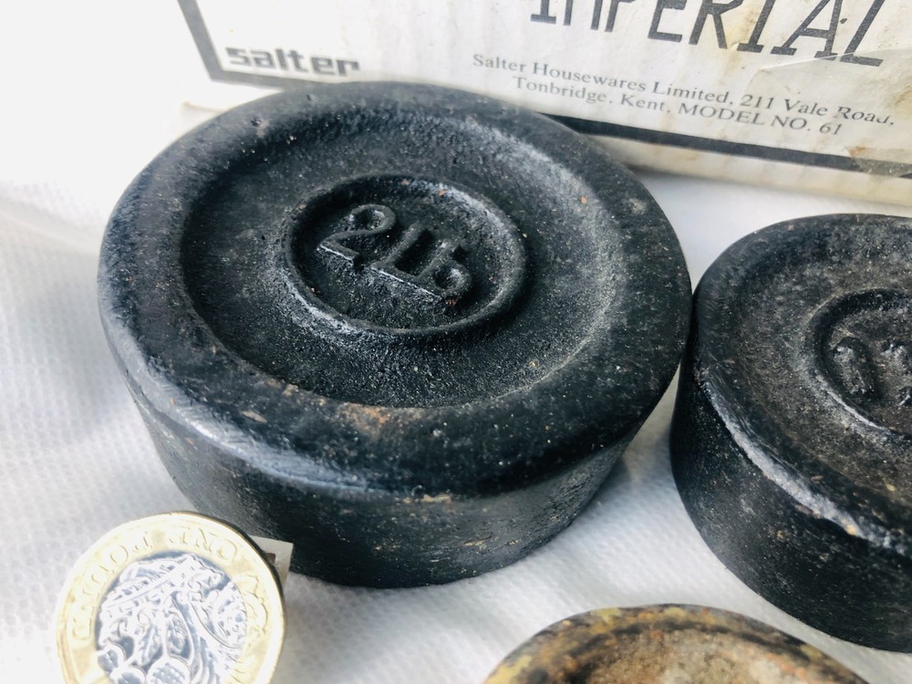 Metal Salter Kitchen Scale Weights Large Random Bundle Boxed Vintage ra