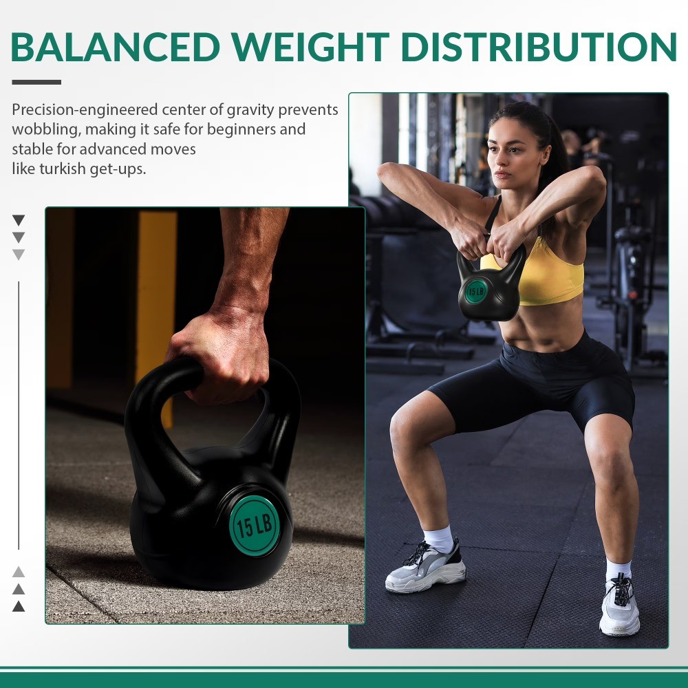 Adjustable Sand-Filled Kettlebell Set, Black, Color-Coded Yellow/Green/Blue