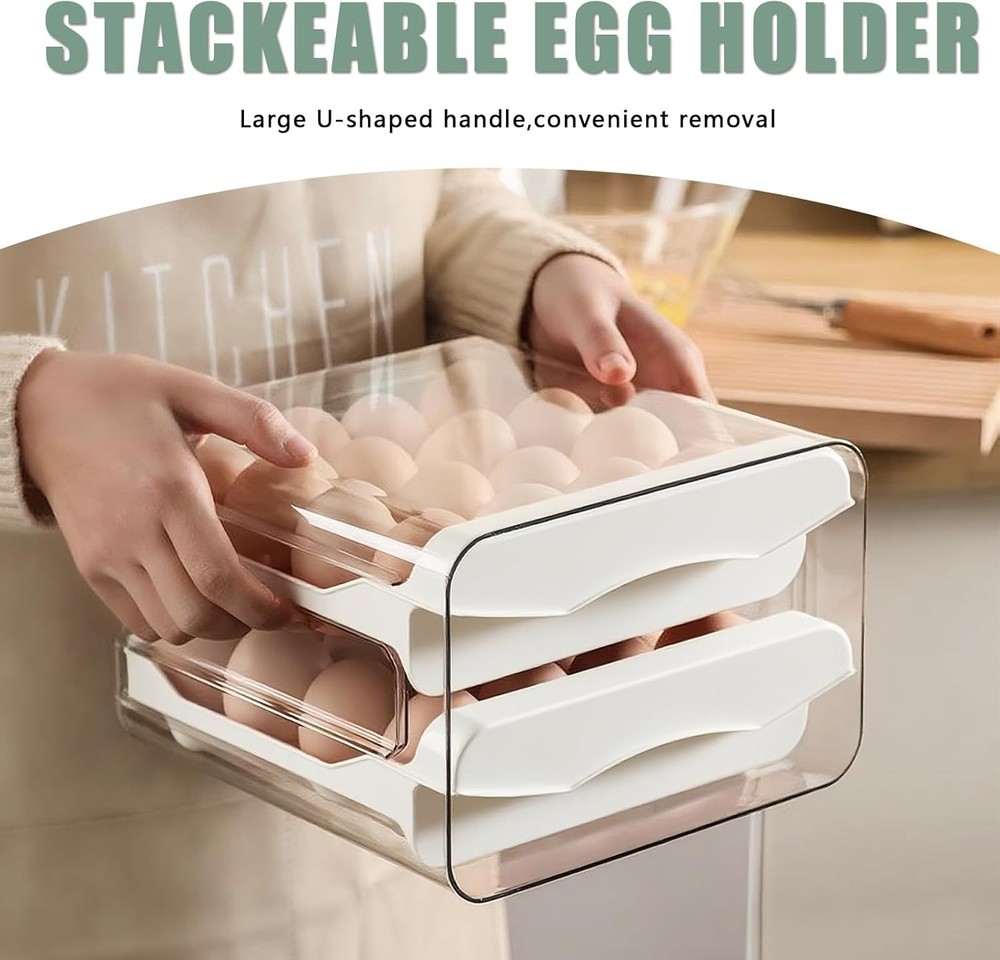 Refrigerator egg rack, egg container, egg storage box, double-layer transparent