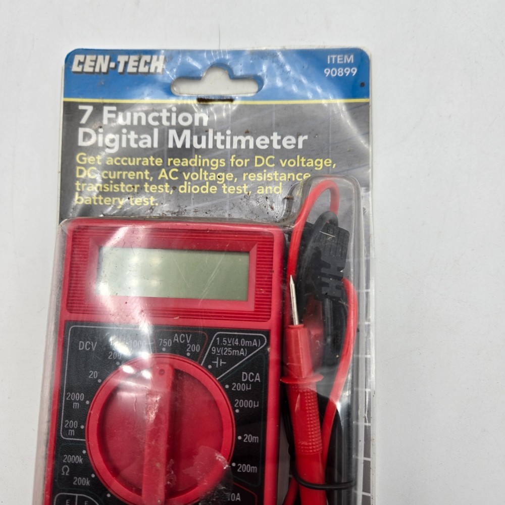 Cen-Tech 90899 Red Black 7-Function Digital Multimeter