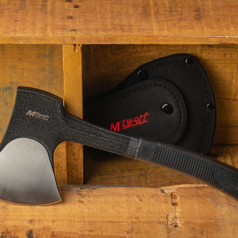 MTech USA Camping Axe, Two-Tone Blade, Rubberized Handle, 11" Overall