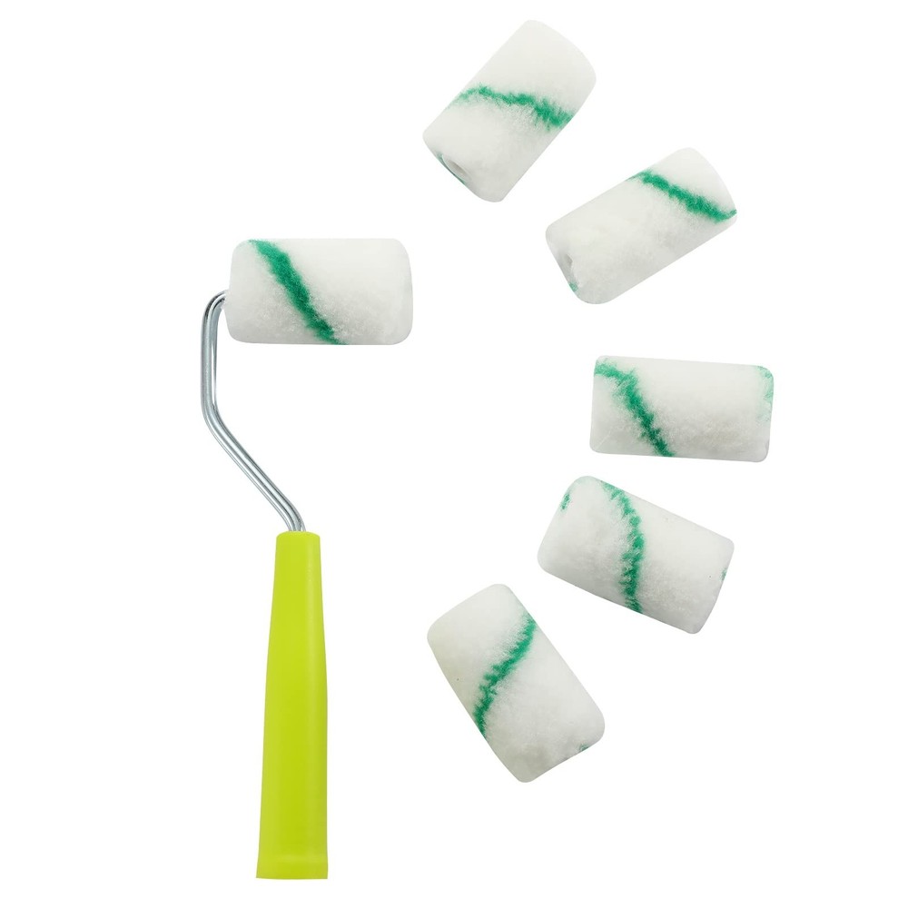 Paint Roller,High-Density Fabric Roller with Frame,Tray,Mini 2 inch, Green