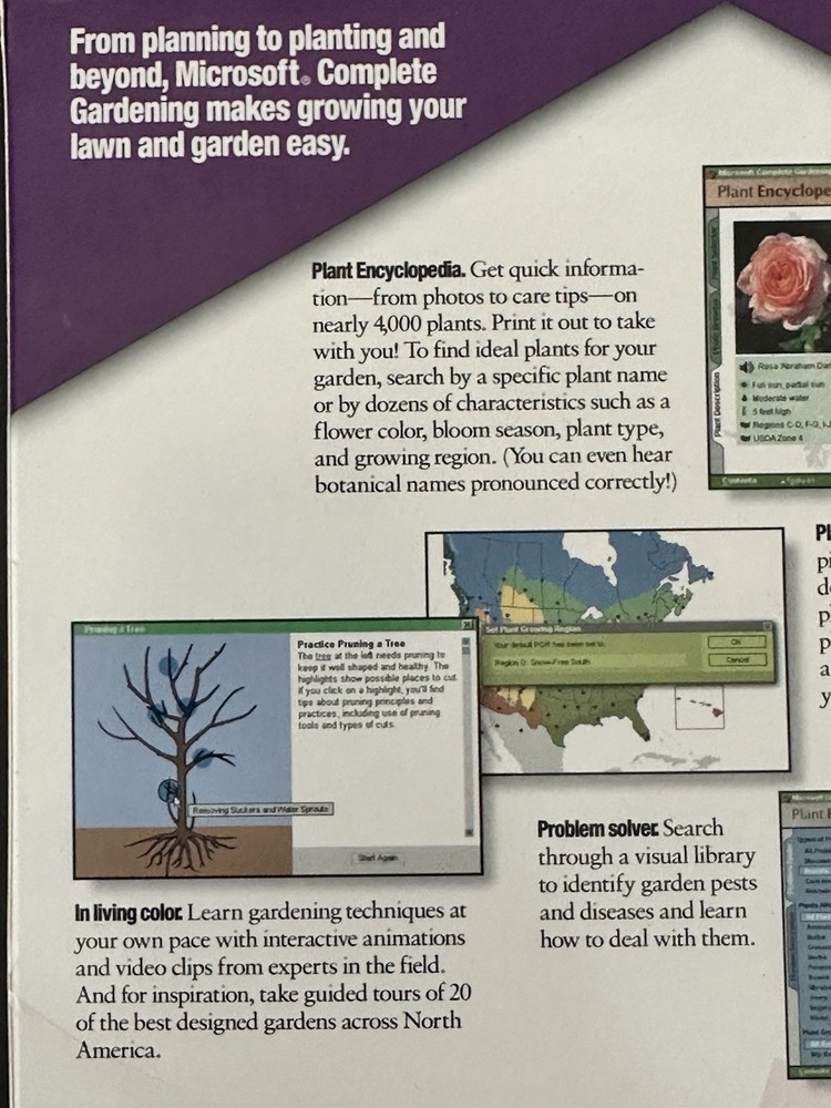 Microsoft Complete Gardening Windows 95 CD-ROM 1996 Vintage PC Software