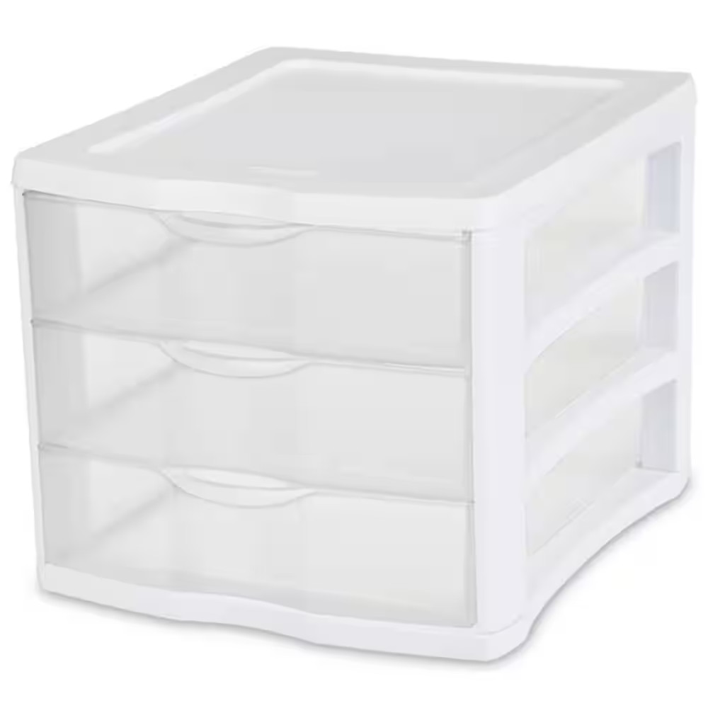 Clearview Compact Portable 3 Drawer Storage Organizer Cabinet, (8-Pack)