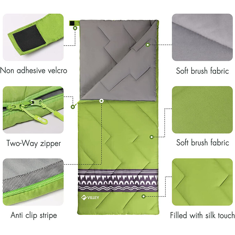 VILLEY Camping Sleeping Bag Lightweight Backpacking Sleep Bag w/Compression Sack