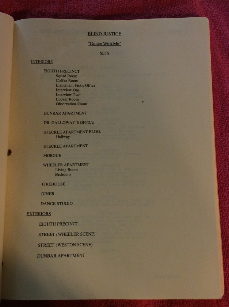 ORIGINAL SCRIPT BLIND JUSTICE DANCE WITH ME STEVEN BOCHCO RON ELDARD NICHOLS