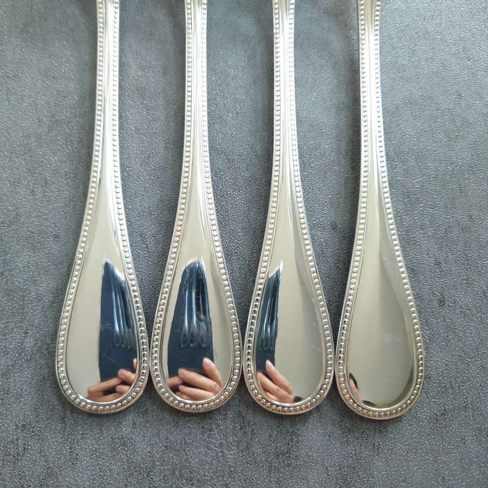 Christofle Perles 4pcs Silverplate Flatware Cake Fork Excellent