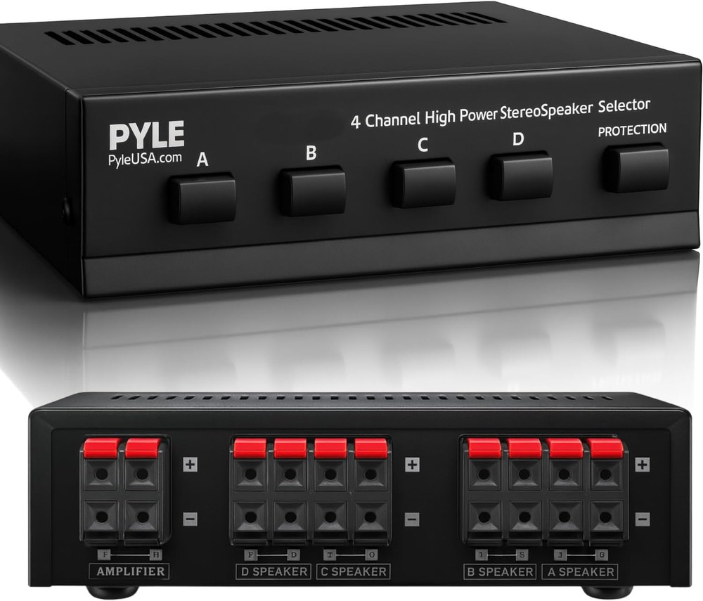 Premium New and Improved 4 Zone Channel Speaker Switch Selector Switch Box Hub D