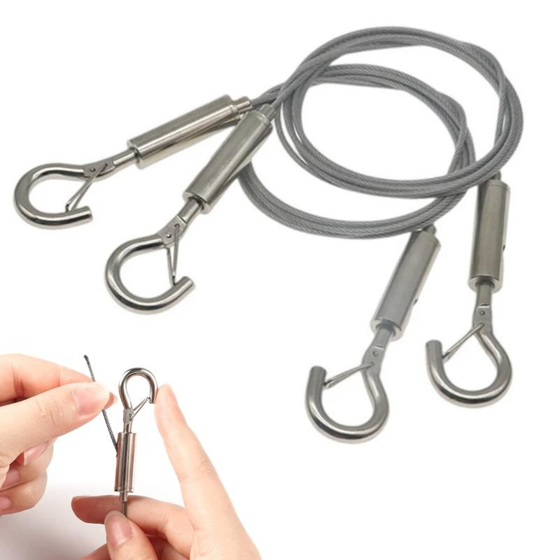 Adjustable Automatic Wire Rope Spring Hook Clothesline Picture Hanging Solution