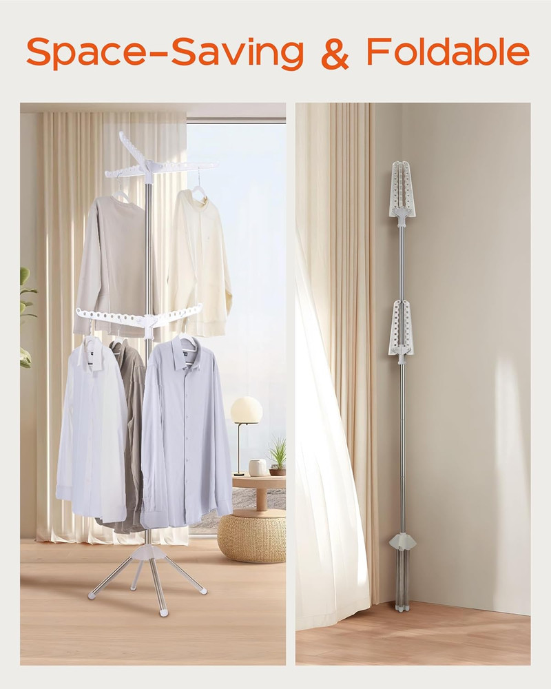 Clothes Drying Rack Foldable, 74.8 Inch 2 Tier Laundry Drying Rack with Rotating