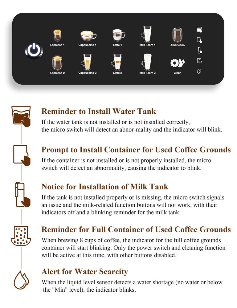 Chef Robot Automatic Espresso Machine Coffee 12 Cup for Home/Office (Gray)