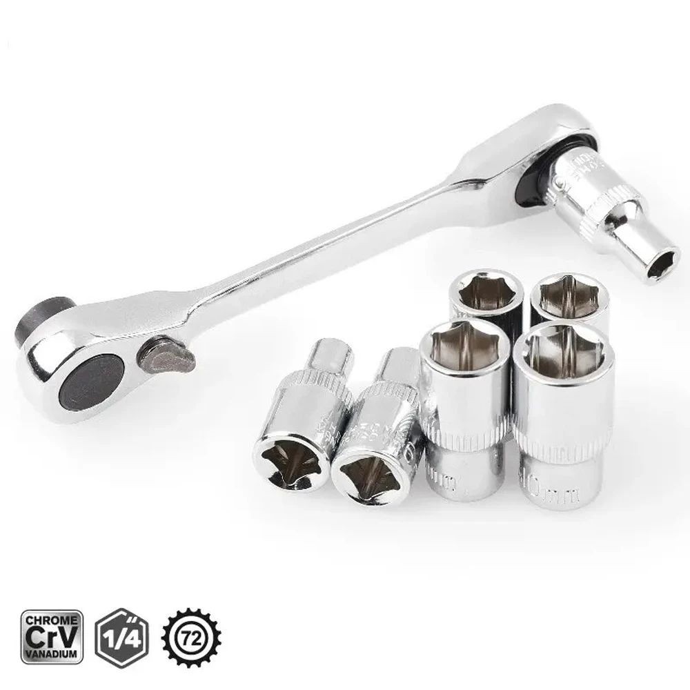 1/4" Mini Double-Ended Quick Socket Ratchet Wrench Rod Screwdriver Bit Tools NE!