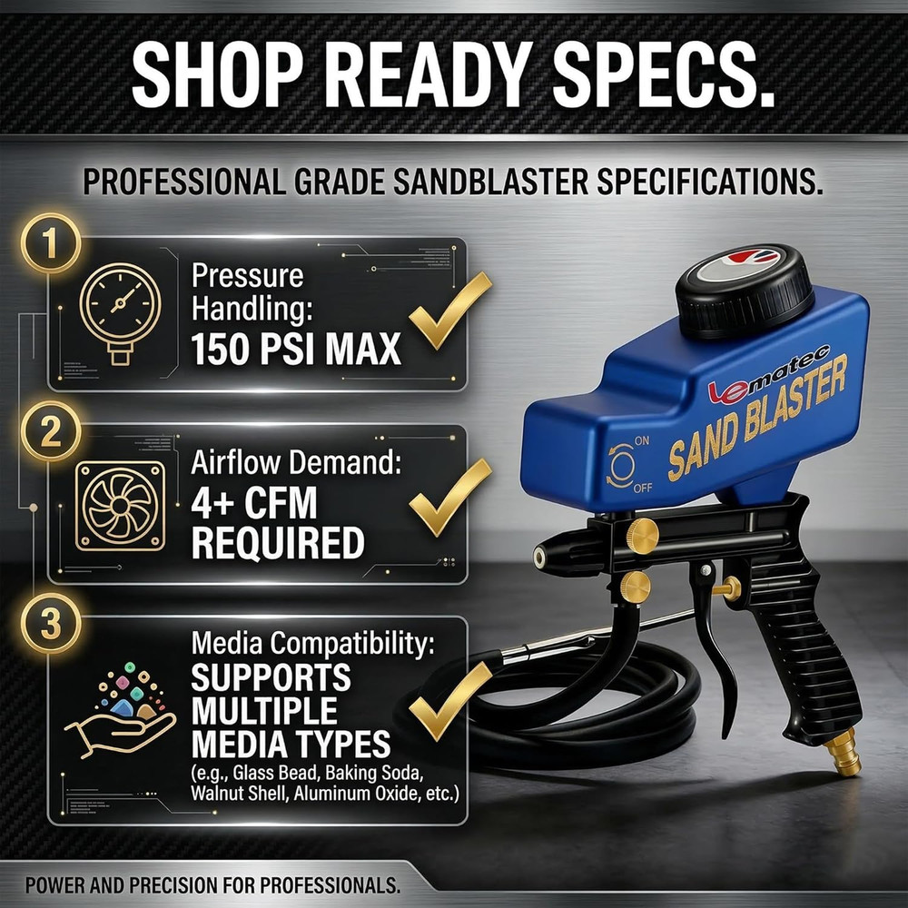 Sand Blaster Gun Kit – Portable Sandblaster for Air Compressor – Rust Removal &