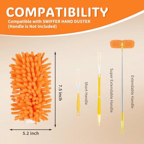 Reusable Duster Refill Compatible with Swiffer Hand Duster, 360 4 Pack (Orange)