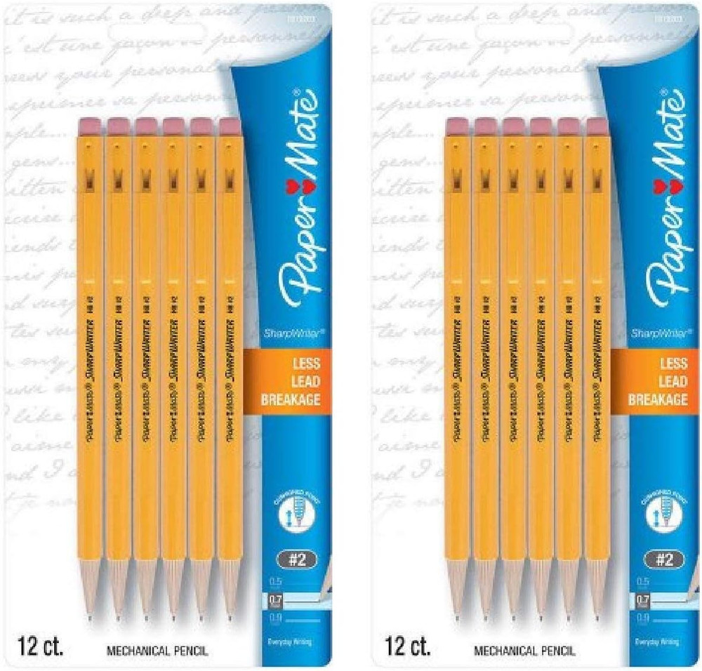 Sharpwriter Mechanical Pencils, 0.7Mm, HB #2, Yellow, 24 Count