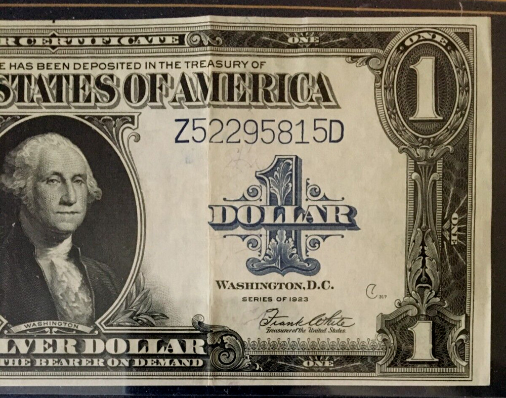 1923 $1 SILVER CERTIFICATE US LARGE NOTE, WOODS/WHITE 9113