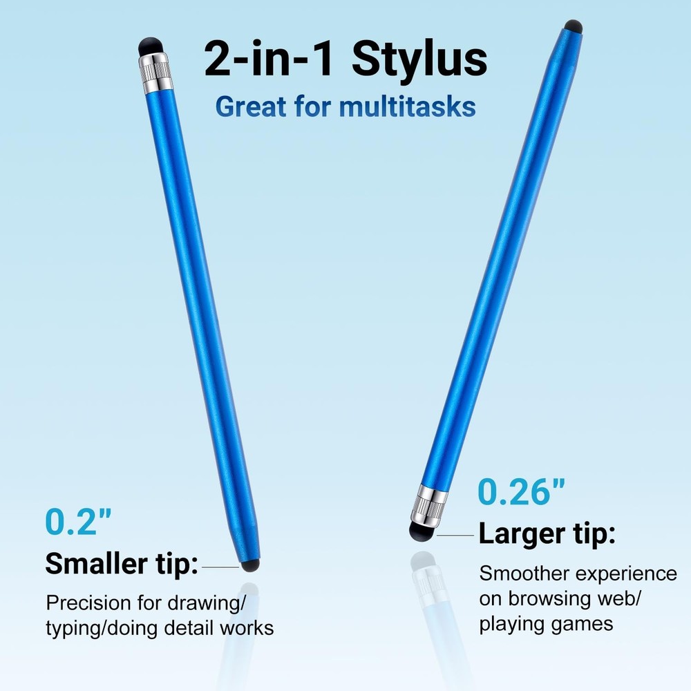 Blue 2-in-1 Stylus Pen High Precision for iPhone iPad Android Touchscreen