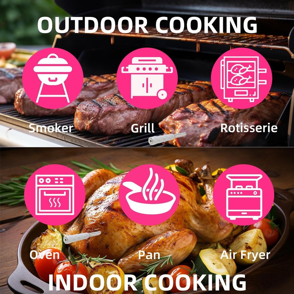 Wireless Smart Meat Thermometer With Bluetooth | Long Range | Measures Internal