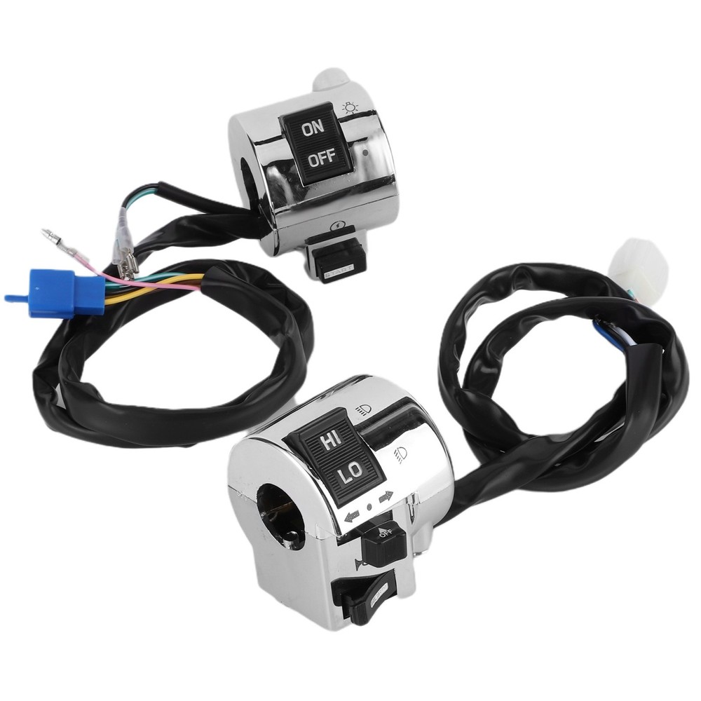 Pair Motorcycle Handlebar Switch Control Button For Turn Signal Headlight Horn