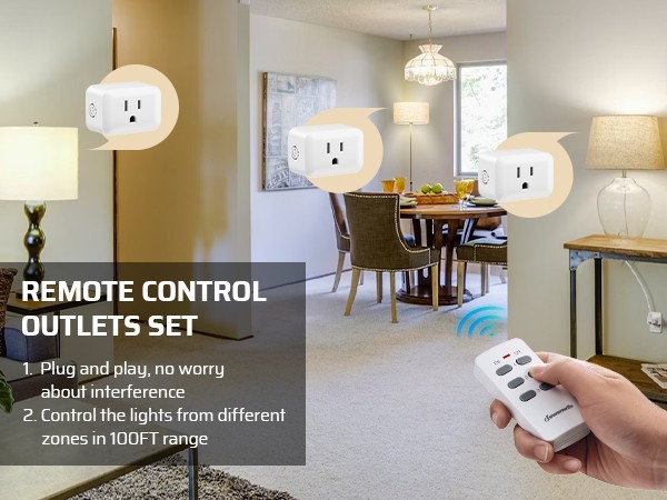 DEWENWILS Remote Control Electrical Outlet 3 Plug Wireless 100FT Wireless