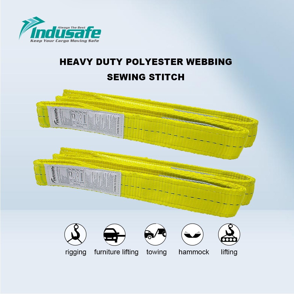 2Pack 6ft x 2in Lifting Sling Rigging Straps with Heavy Duty Flat Loops 12400LBS