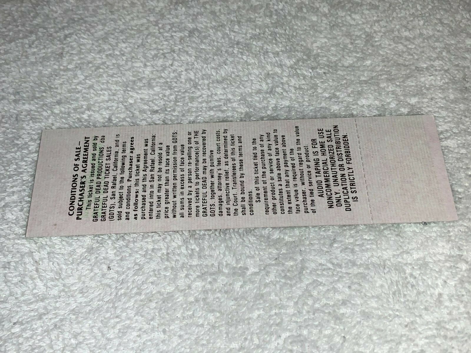 GRATEFUL DEAD UNUSED CONCERT TOUR TICKET OHIO Jerry Garcia Bob Weir Ephemera USA