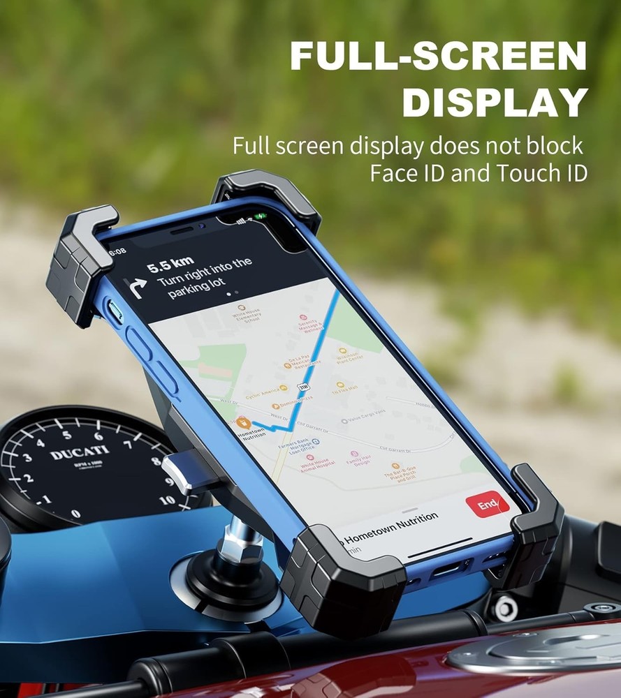 Motorcycle Fork Stem Phone Mount, Motorcycle Phone Mount, 1S One-Push Automatica