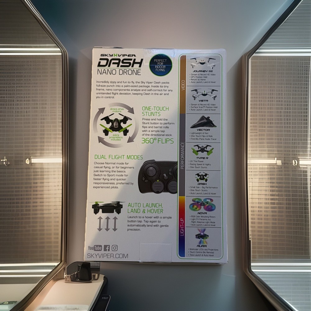 Sky Viper Dash Nano Drone Indoor Flying, Auto Hover, Launch