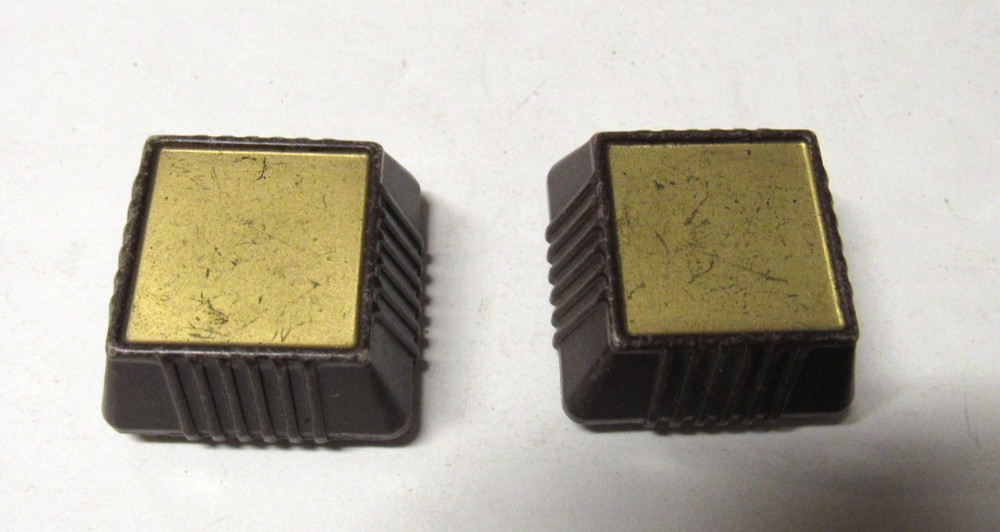 Brown & Gold Square Radio Knobs c 1950's