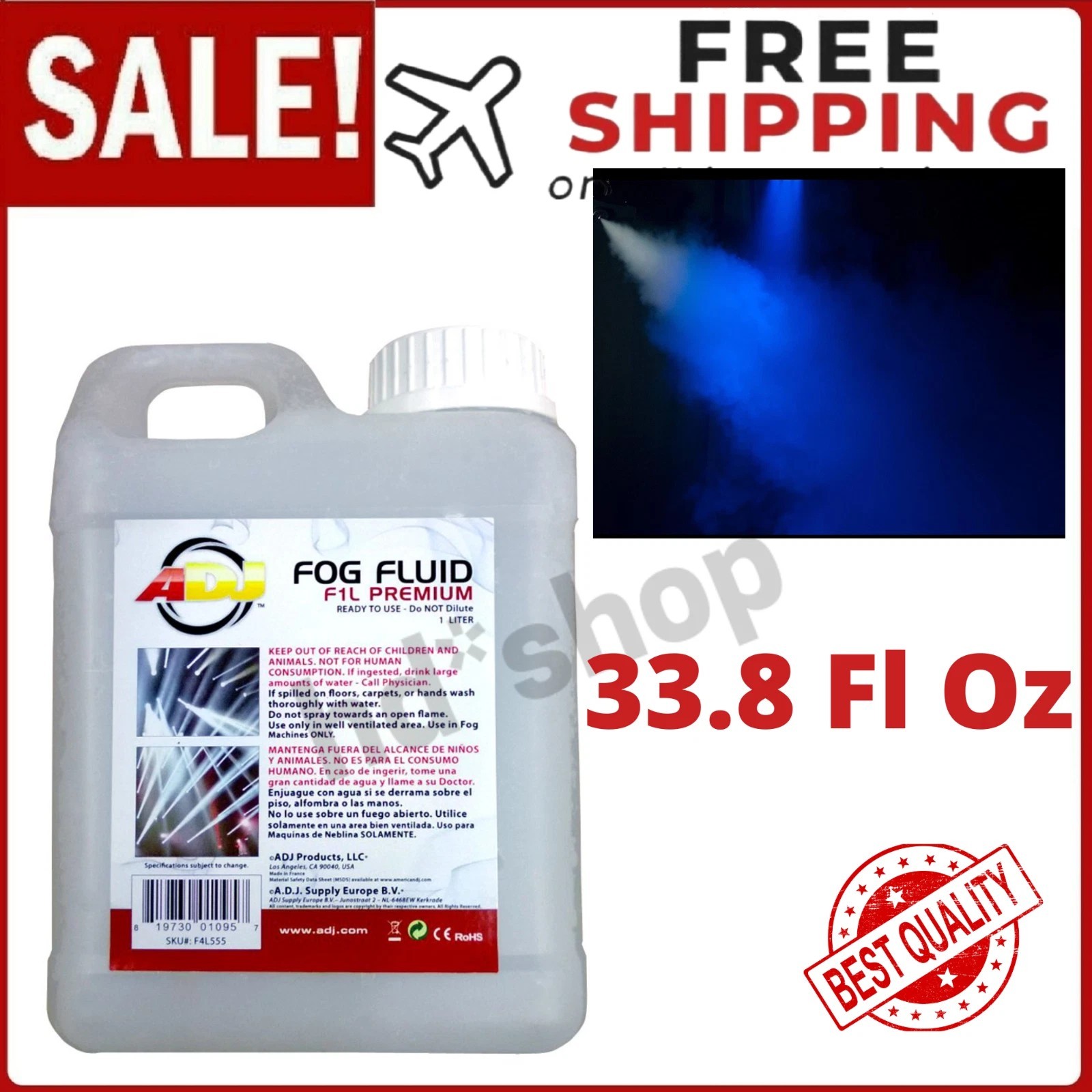 Smoke Fog Juice Liquid Fluid Universal Fit For Water Based Fog Machines 1 Litre