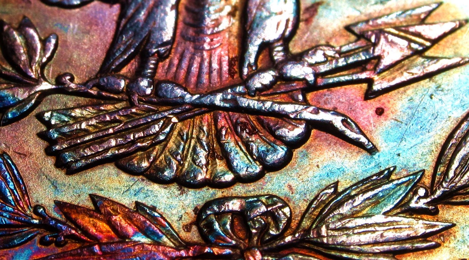 1896 Morgan Dollar Toned Silver ✪ MS ✪ Colorful Rainbow Toning~Gold Magenta Blue