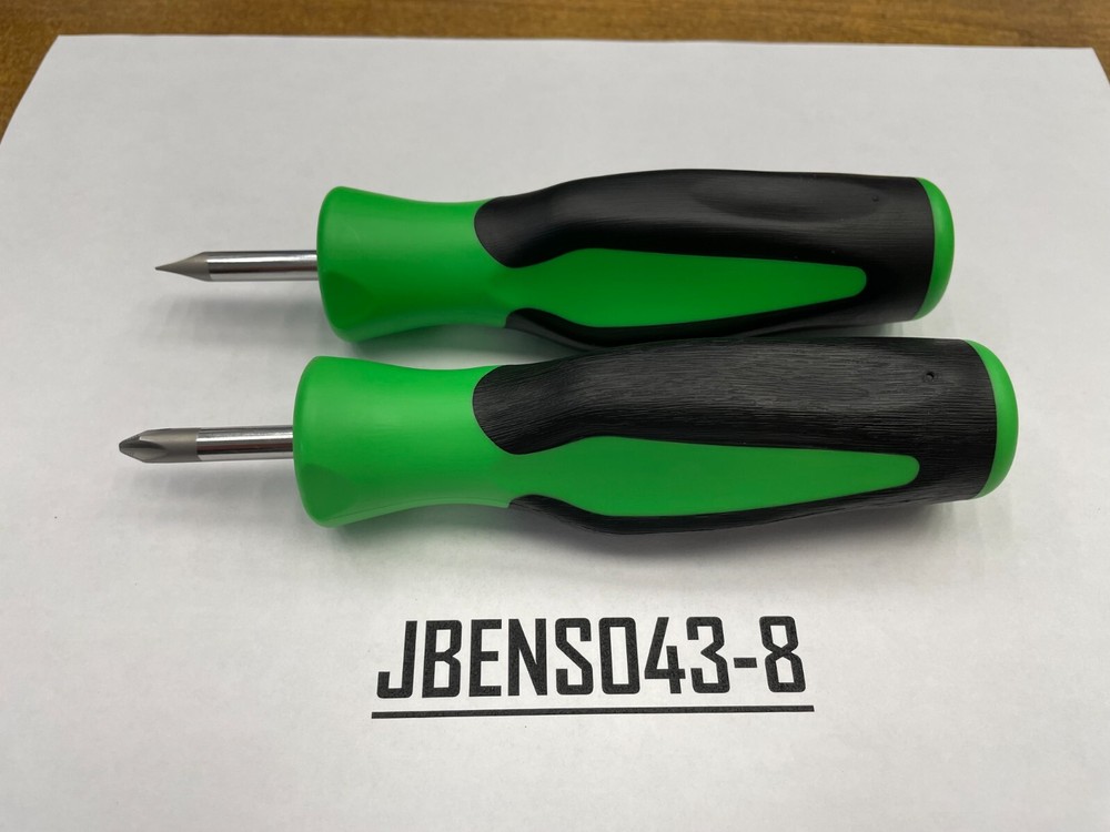Snap-on Tools NEW GREEN 2pc Soft Grip Instinct Handle Stubby Screwdriver Set