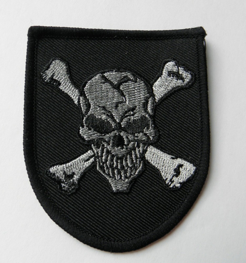 Skull Cross Bones Shield Biker Jacket Patch Embroidered 3.2 inches