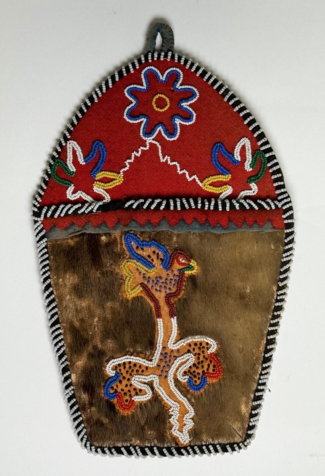 Tlingit Bird and Flower Wall Pocket