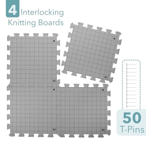 Interlocking Blocking Mats 12"x12" - 4 Pack for Knitting & Crochet + 50 T-Pins
