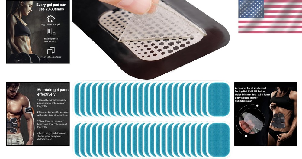 50 Pcs Reusable Gel Pads for Ab Stimulator - Boost Your Abs Workout Efficiency