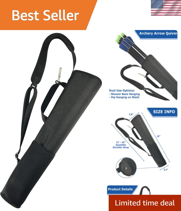 Versatile Archery Quiver with Adjustable Strap and Protective Hardened Bottom
