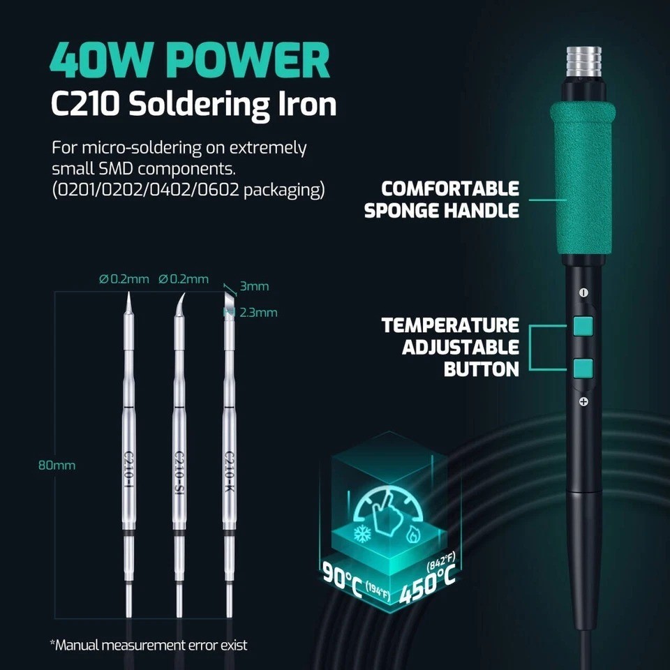 YIHUA 982D-III Precision Hot Tweezers Soldering Iron Station Kit C210/245 Tips