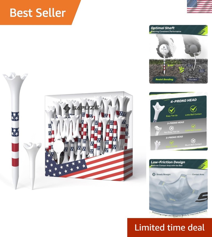 Professional Plastic Golf Tees, 100/50 Pack 1-1/2'' & 3-1/4'', Engineered to ...