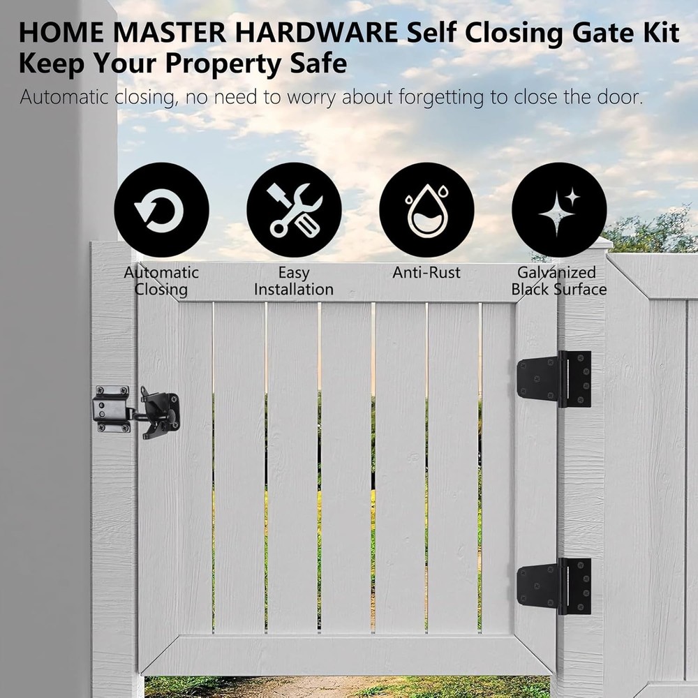 HOME MASTER HARDWARE Self-Closing Gate Kit Black - 3.5 in Spring Hinge+Latch