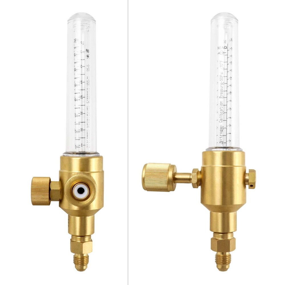 QWORK 1/4” Flare Inlet and Outlet Connection Nitrogen Flow Indicator